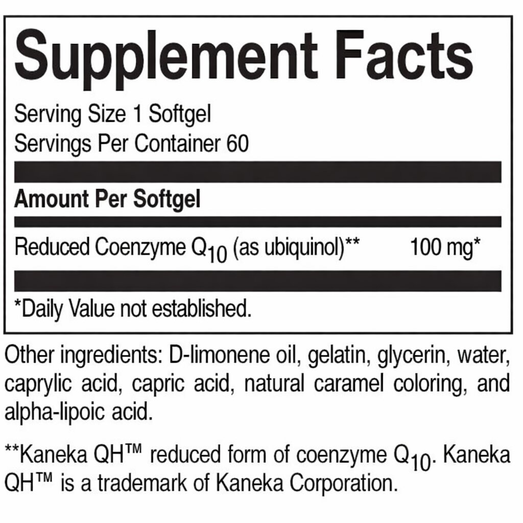 COENZYME Q10 100MG UBIQUINOL content